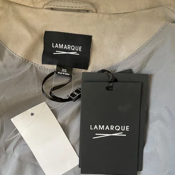NWT Lamarque Quilted Leather Jacket Marilla Size XS Gravel Grey $675 - Picture 16 of 16